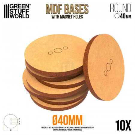 Drevotrieskové podstavce MDF Bases - Round 40 mm (10 ks)